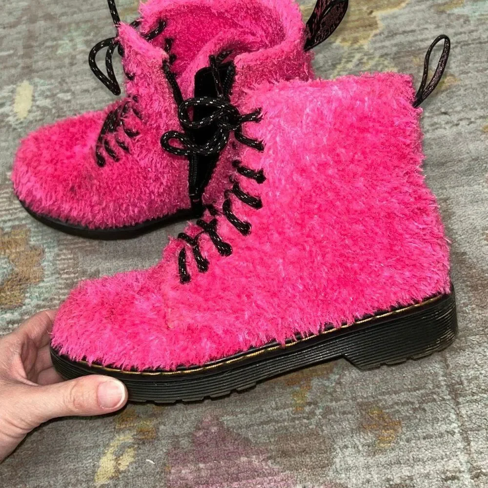 Dr martens hot pink tinsel boots sz 2